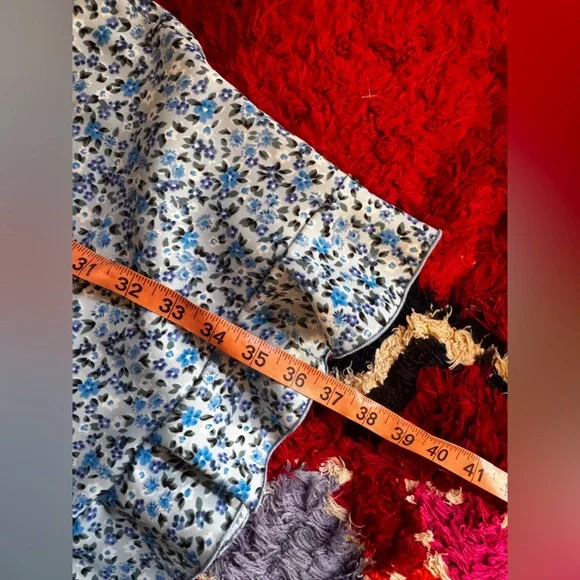 90s Vintage Baby Blue Floral Spaghetti Strap Sundress Sz M - Picture 9 of 9